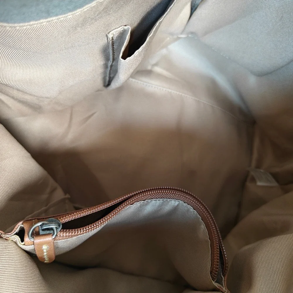 The Sak Grey Leather Tote Bag Whipstitch Hobo Shoulder Bag with Tassel Charm - Picture 4 of 8